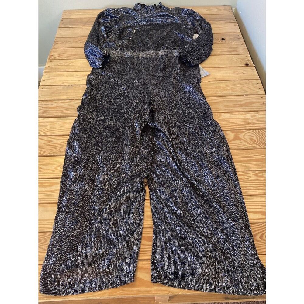 Nwt $208 Eliza J Metallic High Neck Jumpsuit Size 18 Women’s Black